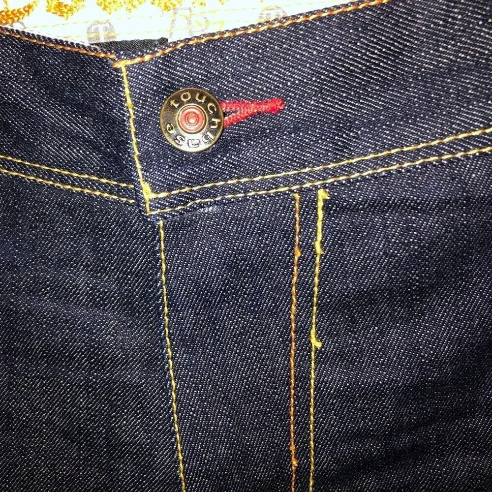 Touchbase Mens 42 x 35 Dark Wash Loose Fit Straight Leg Zipper Fly Denim Jeans